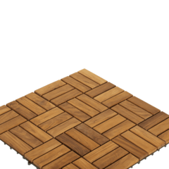 Bare Decor U-Snap Interlocking Flooring Tiles in Solid Teak Wood