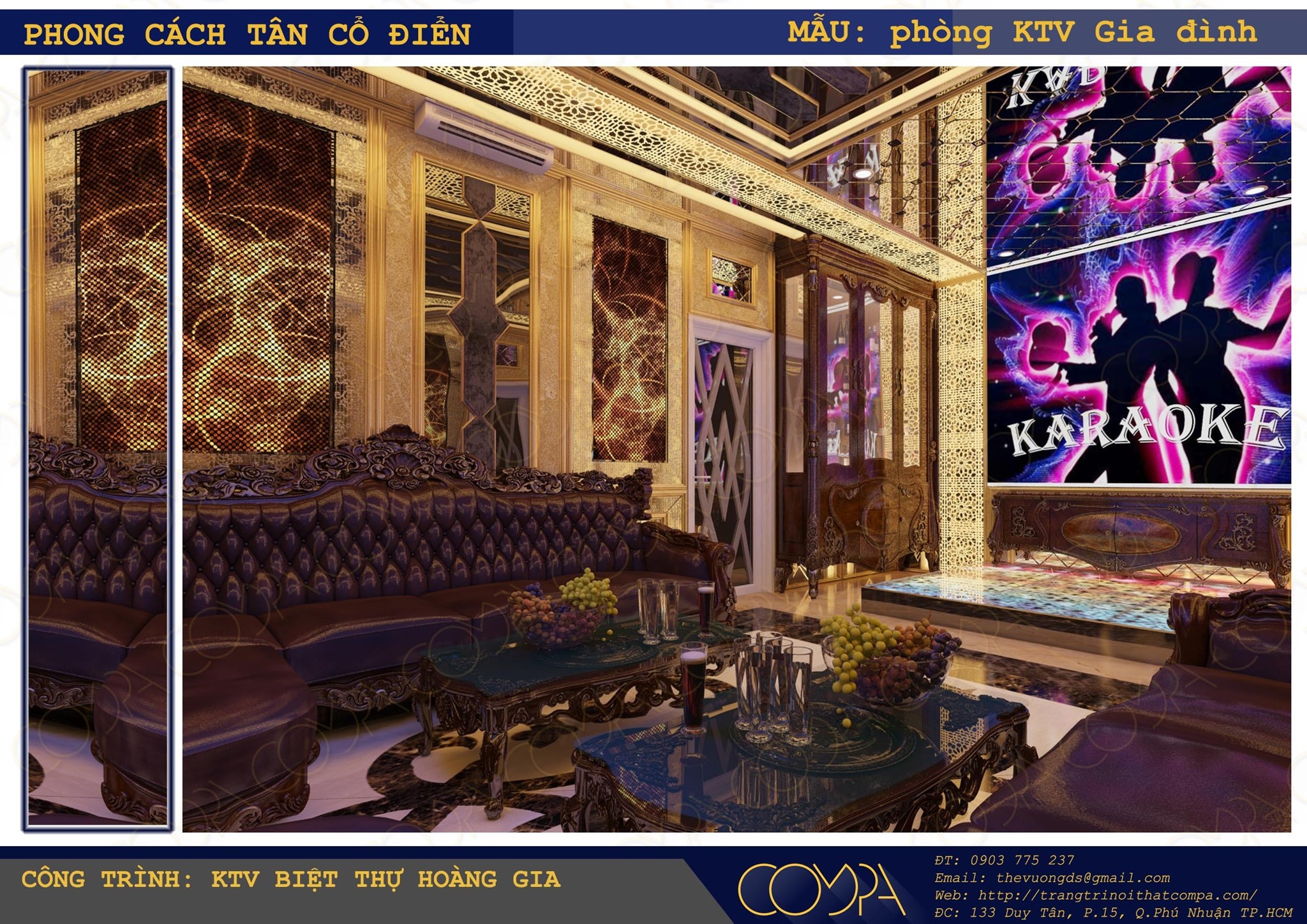 Thiết kế phòng karaoke gia đình phong cách cổ điển - Biệt thự Hoàng Gia 3 Thiết kế phòng karaoke gia đình phong cách cổ điển - Biệt thự Hoàng Gia 3