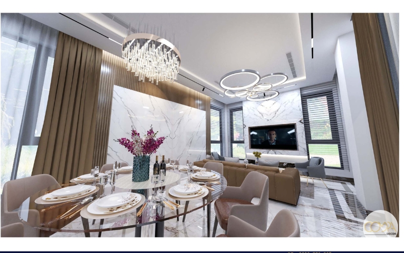 Mẫu thiết kế nội thất biệt thự phong cách hiện đại