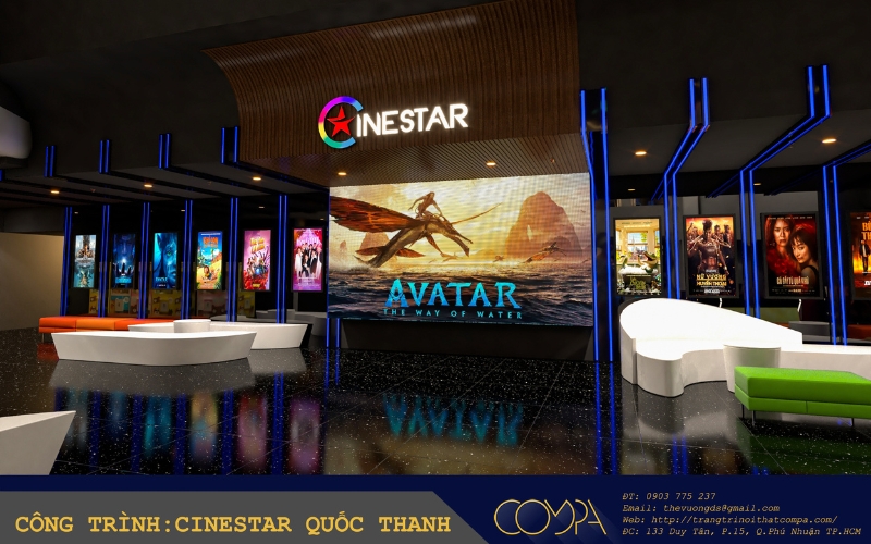 Hình ảnh thực tế nội thất rạp chiếu Cinestar Quốc Thanh