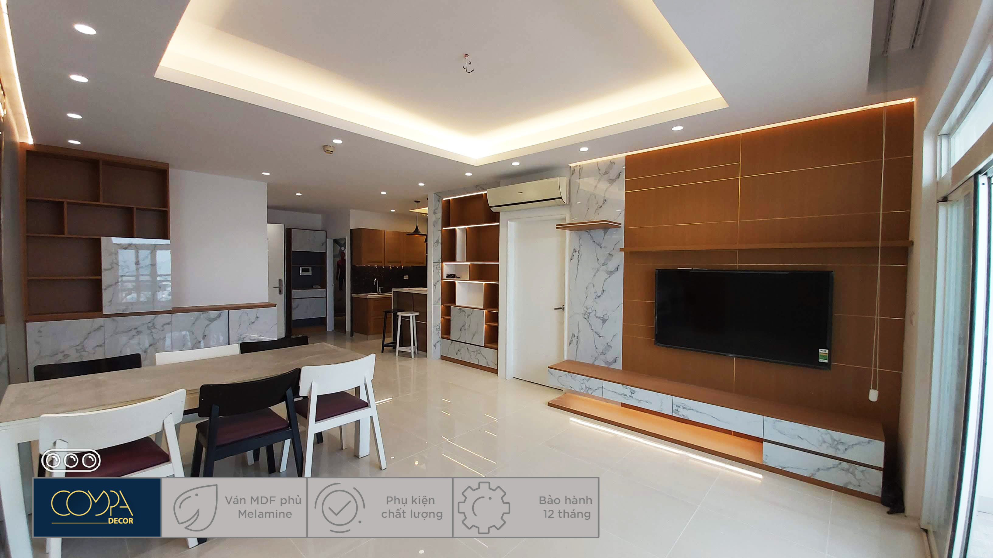 Hình ảnh thi công thực tế nội thất phòng khách căn hộ 90m2 Hình ảnh thi công thực tế nội thất phòng khách căn hộ 90m2