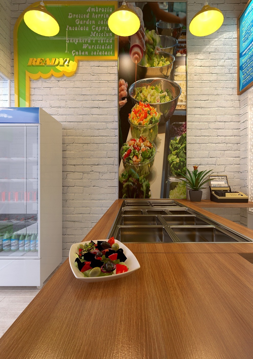 Hình thiết kế cửa hàng salad 1 Hình thiết kế cửa hàng salad 1