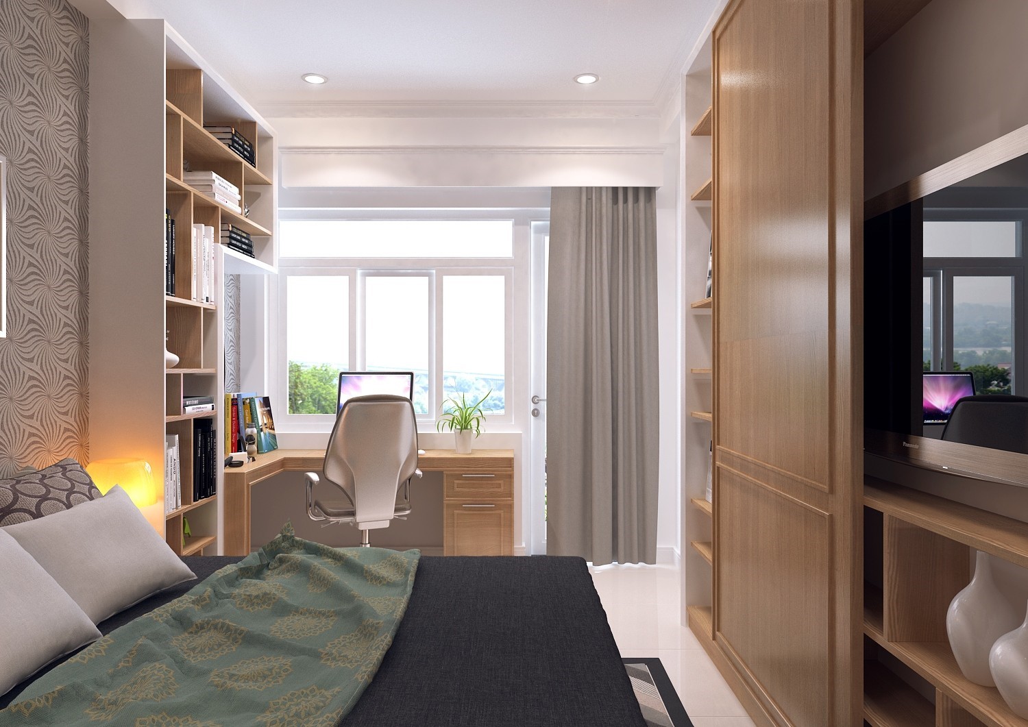 Hình thiết kế phòng ngủ đơn giản 2 Hình thiết kế phòng ngủ đơn giản 1