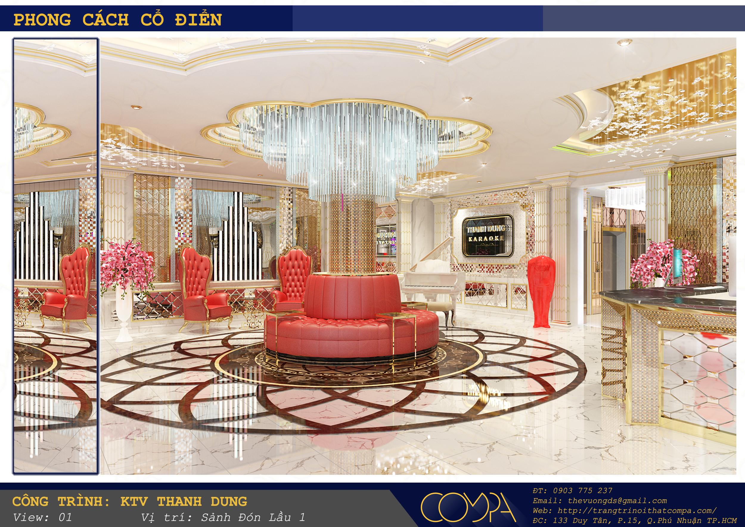 Hình thiết kế sảnh đón karaoke VIP - Sảnh đón lầu 1 Hình thiết kế sảnh đón karaoke VIP - Sảnh đón lầu 1