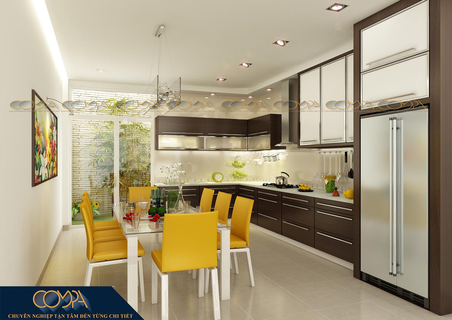 Mẫu thiết kế nội thất phòng bếp nhà phố diện tích nhỏ sang trọng