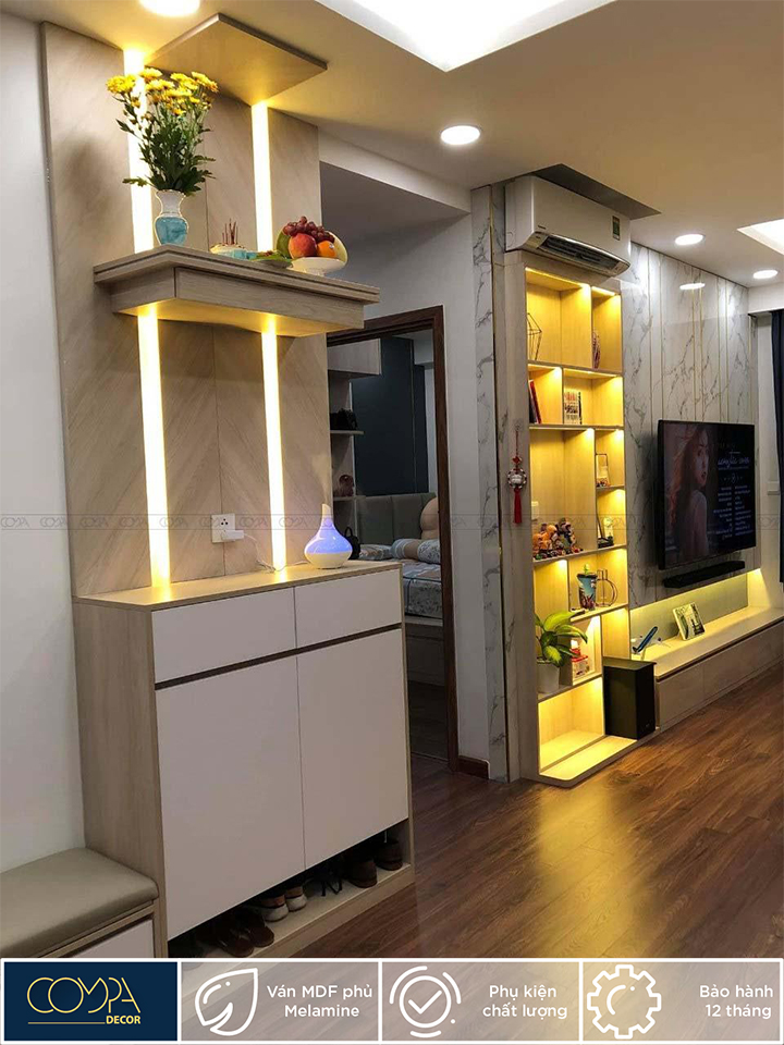 Nội thất phòng khách lung linh với vật liệu MDF Phủ Acrylic An Cường