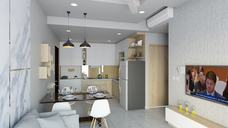 thiết kế bếp nóc giật cấp so le với bếp trên và có ô tủ lớn hơn sẽ mang lại rất nhiều điều thú vị cho gian bếp của bạn