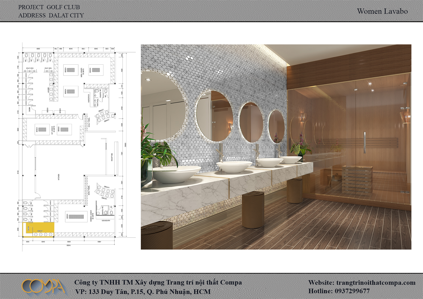 Thiết kế nhà vệ sinh Nữ của GolfClub