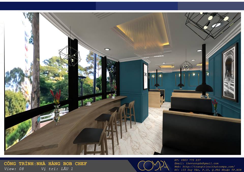 Thiết kế thi công nhà hàng BBQ Bob Chef phong cách tân cổ điển Thiết kế thi công nhà hàng BBQ Bob Chef phong cách tân cổ điển