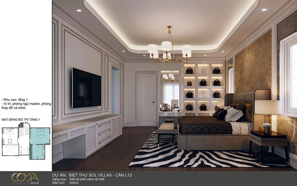 Thiết kế nội thất phòng ngủ Master ấm áp