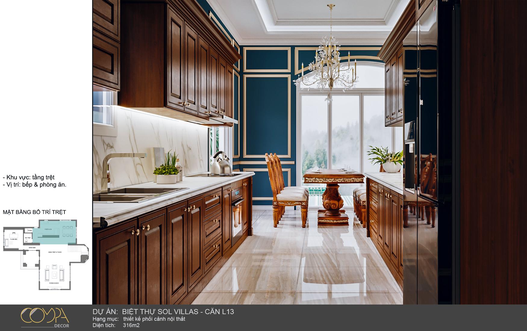 Nội thất phòng bếp tân cổ điển